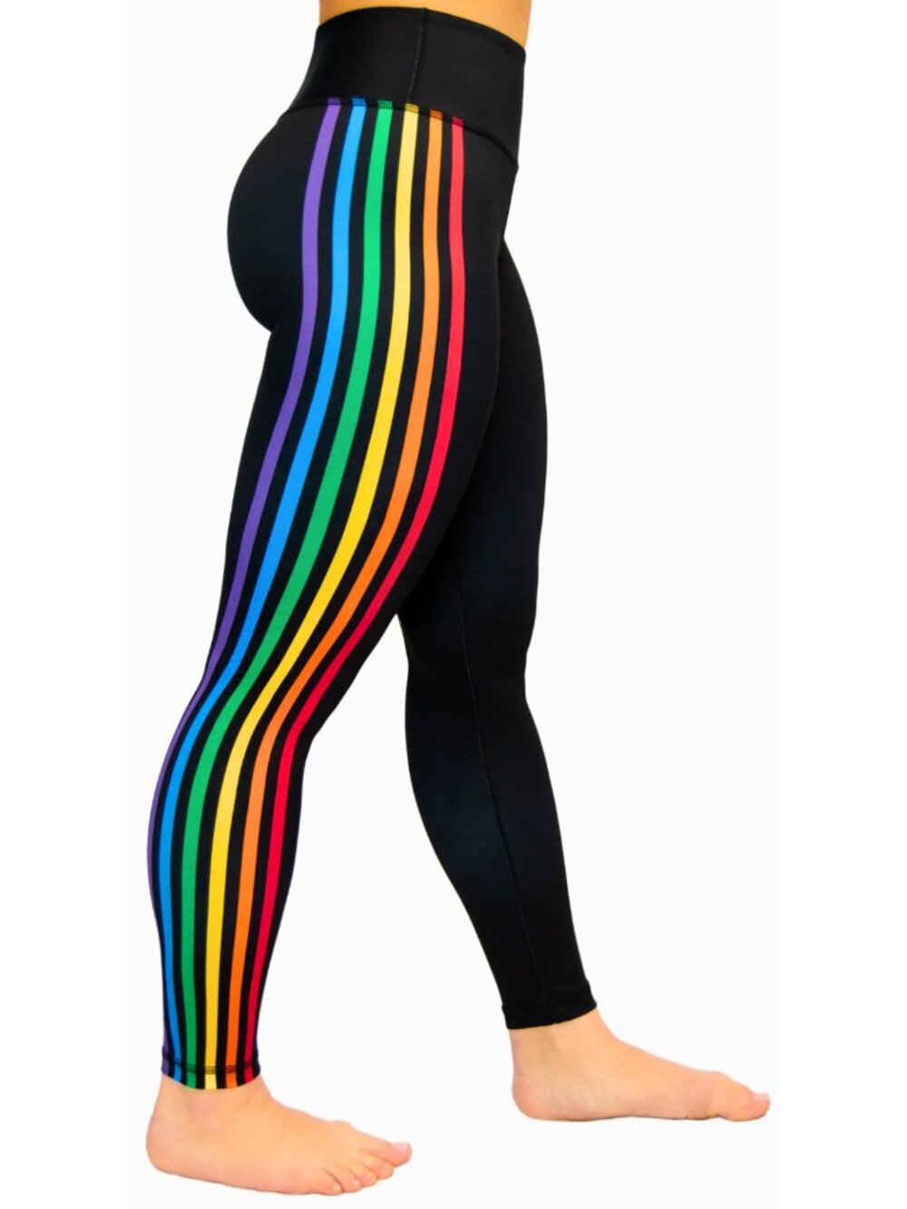Miami Fitwear Love is Love Rainbow Stripe Leggings Large Capri